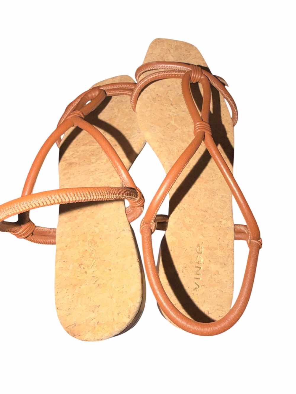 Vince Tan Knotted Strap Cork Sandals - Picture 2 of 5
